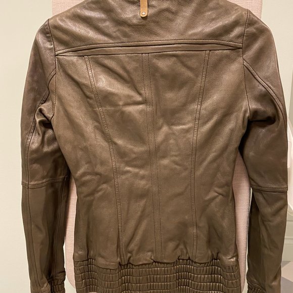 Mackage Brown Lamb Leather Jacket with Hidden Hood - Picture 9 of 14